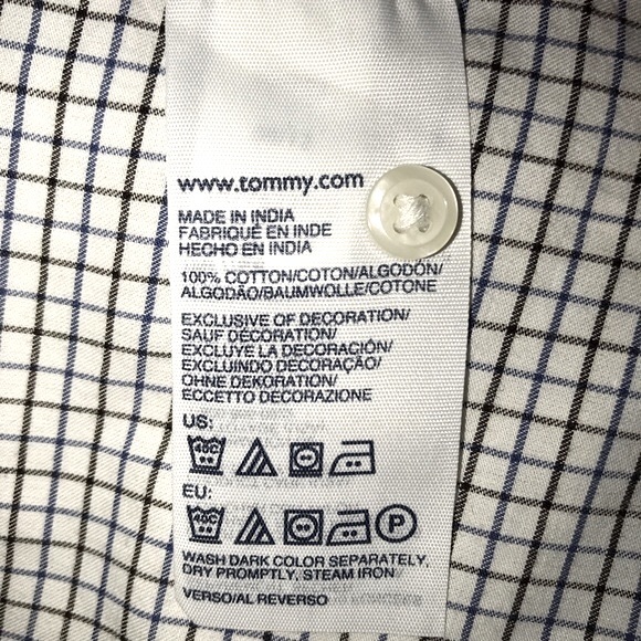 * SOLD * Tommy Hilfiger Pussy Bow Windowpane Print Button front Cotton Shirt - S - Picture 12 of 14